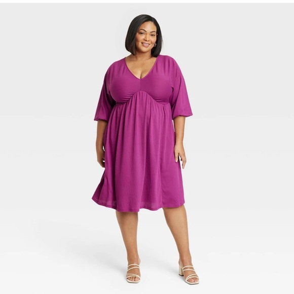 Ava & Viv Dolman Sleeve Knit Empire Waist Dress NWT - Picture 2 of 4